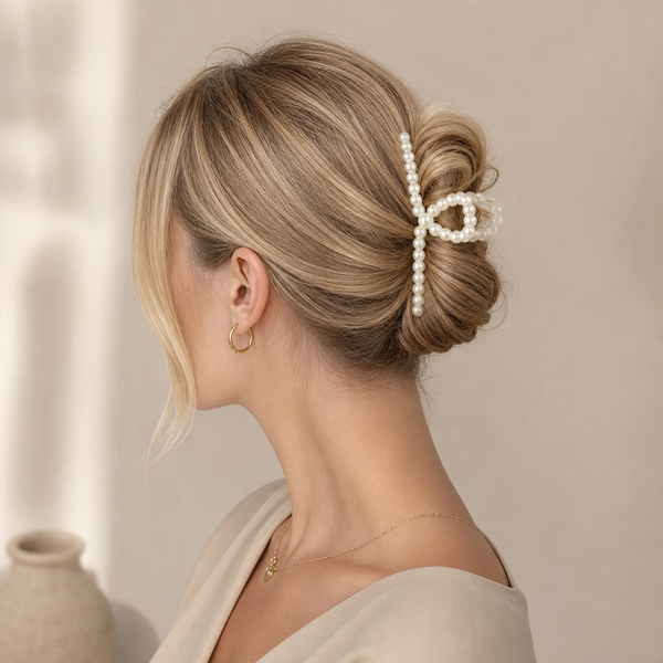 Large Pearl Hair Claw – Beige – Vefash
