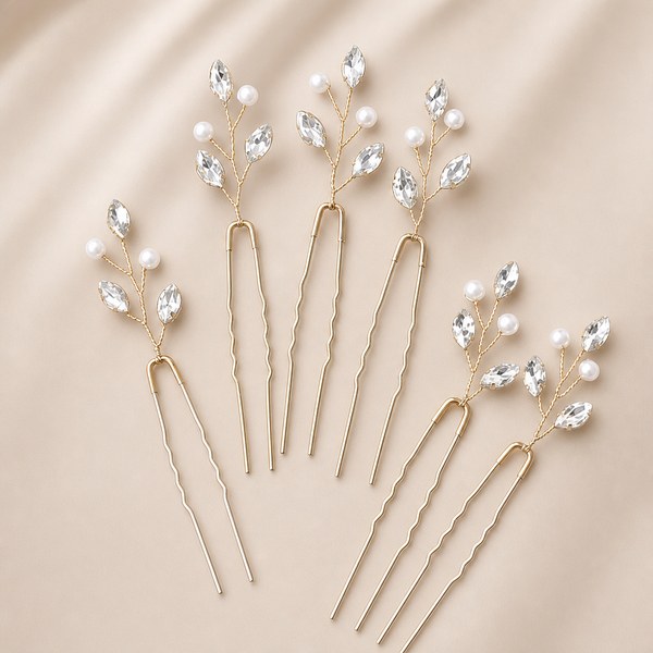Bridal Pearl Hairpins – Silber – Vefash