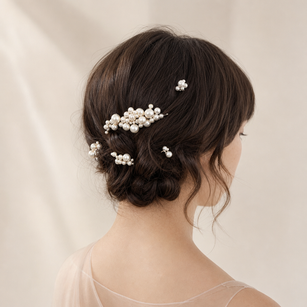 Simulated Pearl Hair Comb – Silber – Vefash