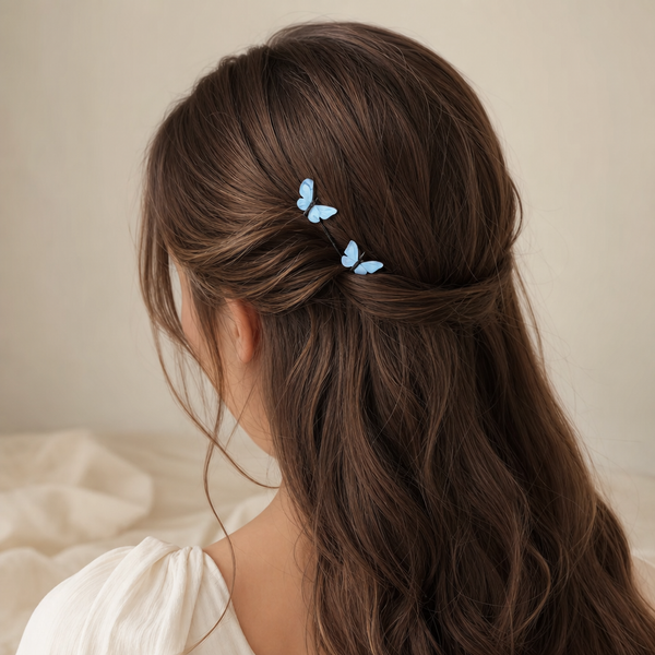 Blue Butterfly Hairpins Set von vefash – Haarspangen, Detailaufnahme 2