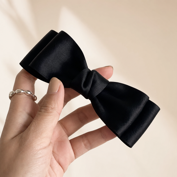Pastel Bow Spring Clip Schwarz – Haarklammer kaufen | Vefash
