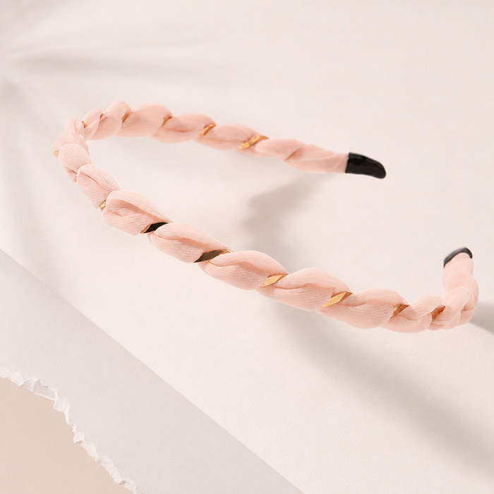 Organza Silk Headband in Rosa – Close-up Muster und Oberfläche | Vefash