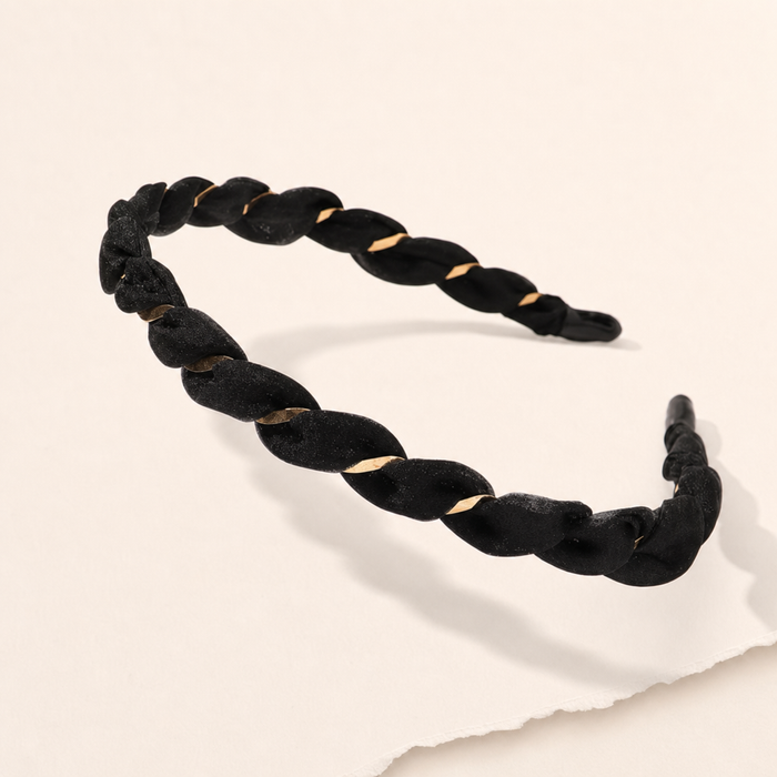 Organza Silk Headband in Schwarz – Produktdetail Qualitätsaufnahme | Vefash