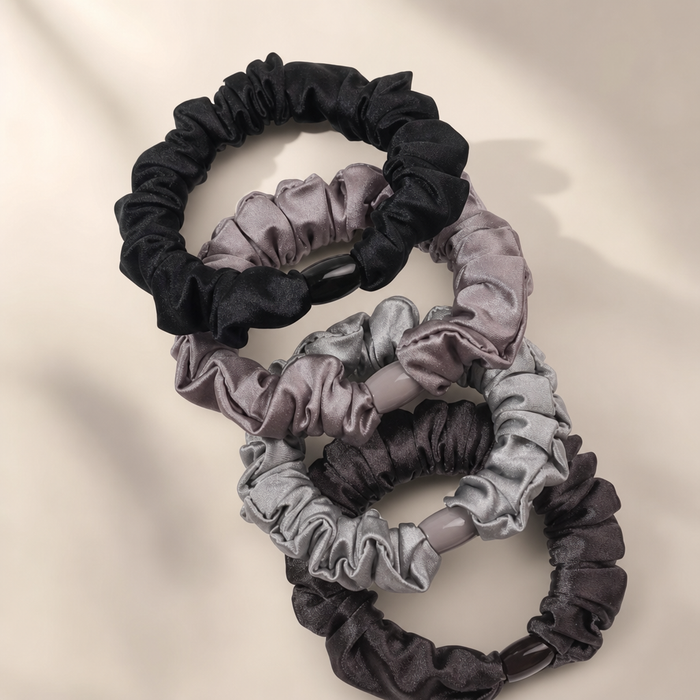 Arc-en-ciel Satin Scrunchie Set Grau-Mix – Haarschmuck kaufen | Vefash