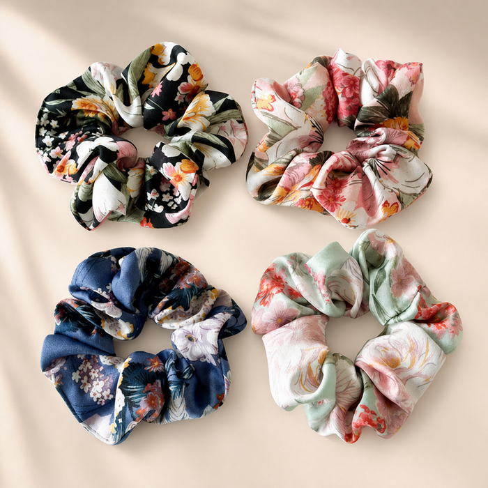 Imprimé Satin Scrunchie Set Floral-Mix – Haarschmuck kaufen | Vefash