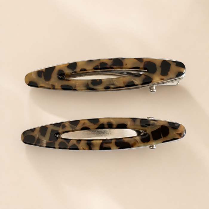 Ovale Acetate Hair Clip Set in Schildpatt – Flat Lay Produktfoto | Vefash