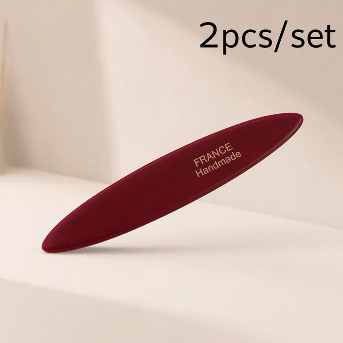 Ovale Acetate Hair Clip Set in Bordeaux – Seitenansicht getragen im Haar | Vefash