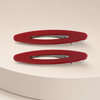 Ovale Acetate Hair Clip Set in Rot – Rückansicht getragen | Vefash