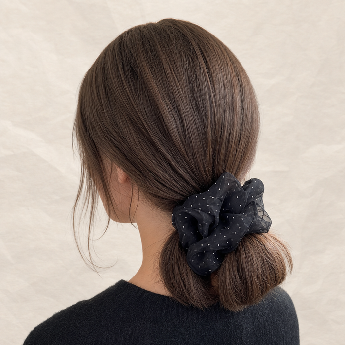 Polka Dot Mesh Scrunchie Mehrfarbig – Vefash