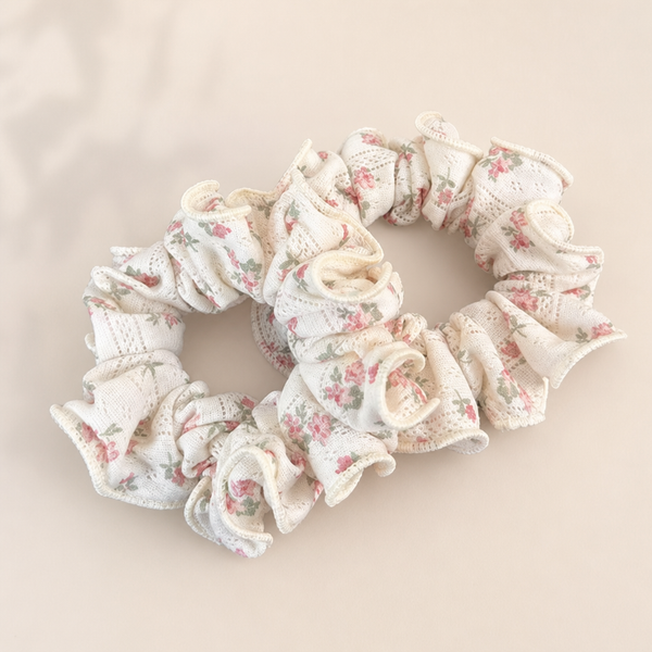 Floral Fabric Scrunchie – 2-er Set – Vefash