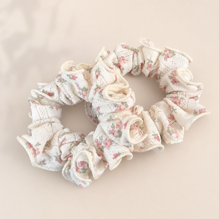 Floral Fabric Scrunchie – 2-er Set – Vefash