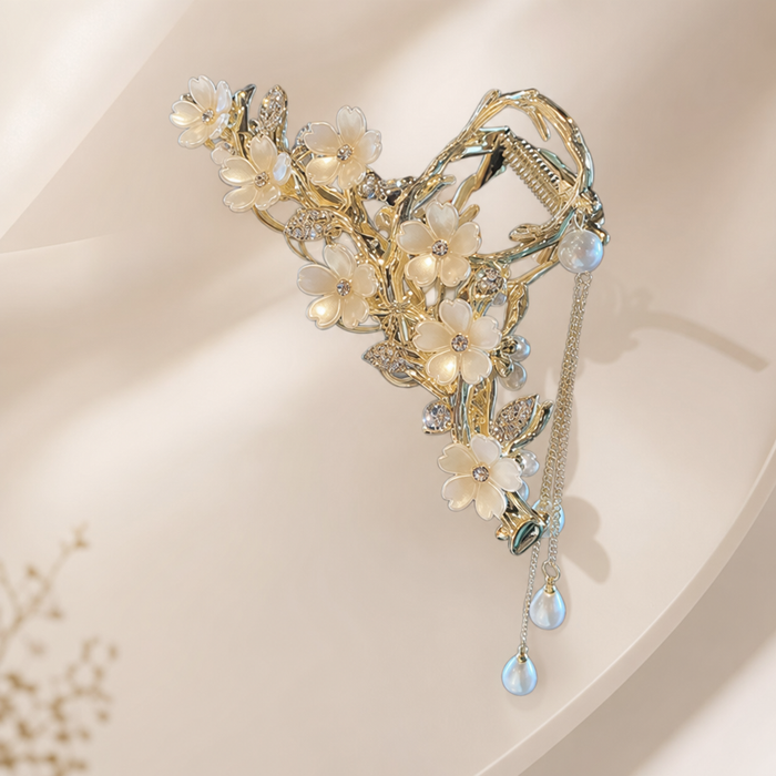 Pearl Tassel Hair Claw – Gold – Vefash