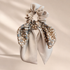 Floral Bowknot Hair Tie – Beige – Vefash