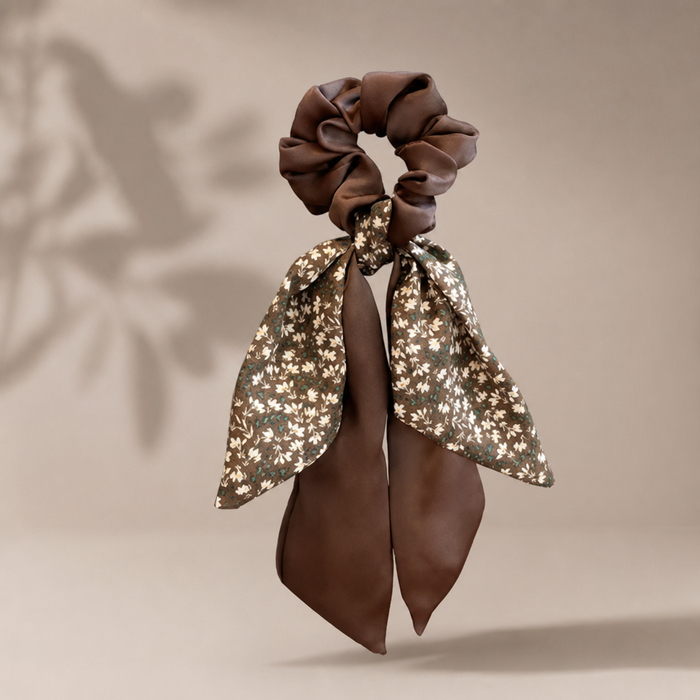 Floral Bowknot Hair Tie – Schwarz – Vefash