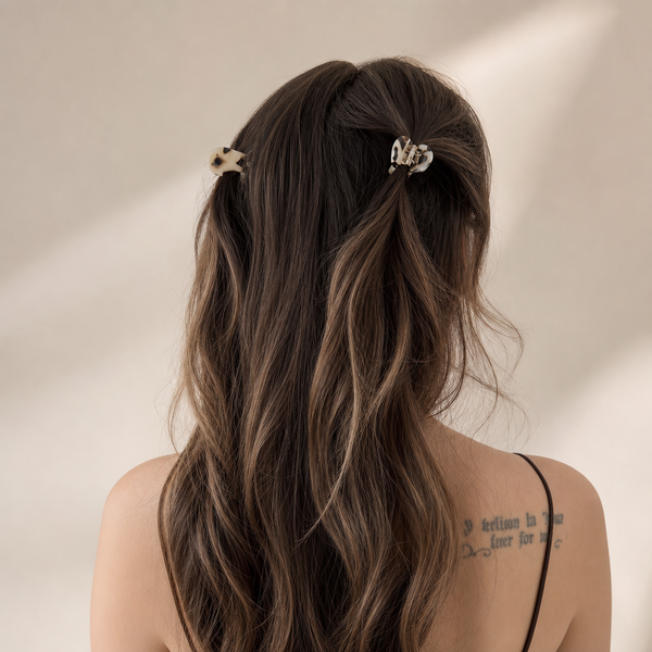 Mini Acetate Hair Claw – Schwarz Gepunktet – Vefash