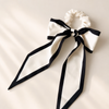 Contrast Bow Scrunchie – Weiß Lang – Vefash