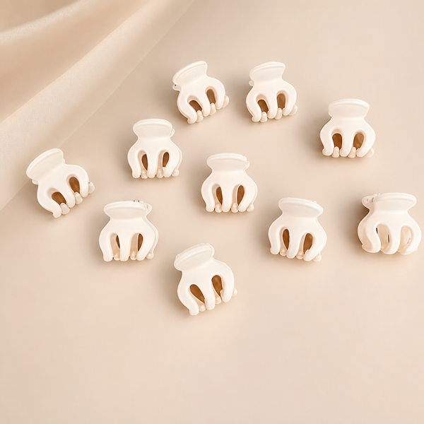Mini Claw Hair Clip Set – Beige 6 Stück Beutel – Vefash