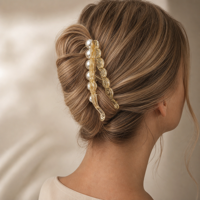 Pearl Banana Clip – Weiß – Vefash