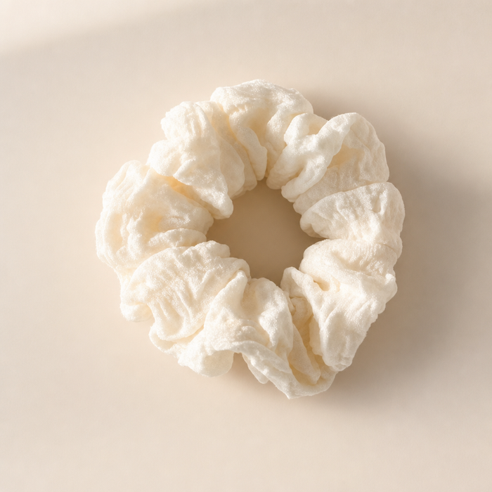 White Lace Scrunchie – Crystal black Detail – Vefash