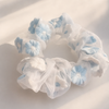Flower Print Silk Scrunchie – Beige – Vefash