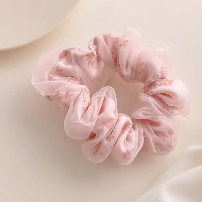 Flower Print Silk Scrunchie – Vefash