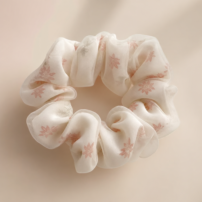 Flower Print Silk Scrunchie – Vefash