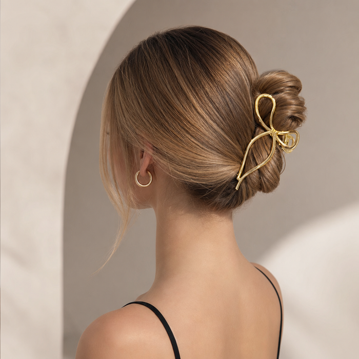 Bow Metal Hair Claw Gold Schleife 1 – Vefash