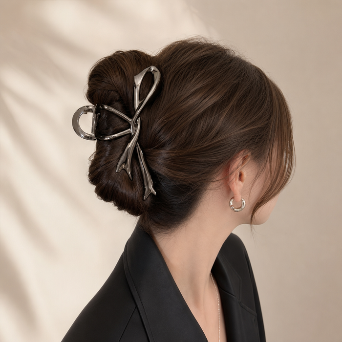 Bow Metal Hair Claw Gold Schleife 2 – Vefash