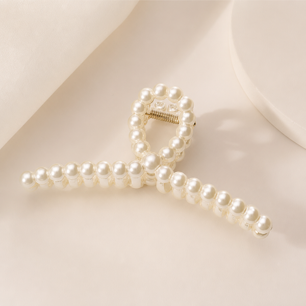 Large Pearl Hair Claw – Beige – Vefash