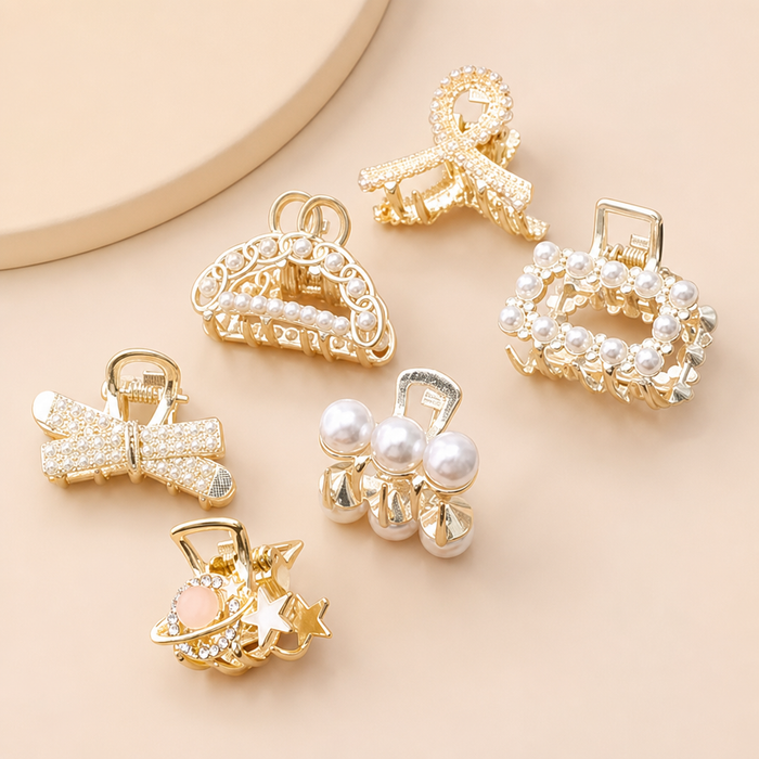 Rhinestone Pearl Hair Claws – Hauptfarbe/Detail – Vefash
