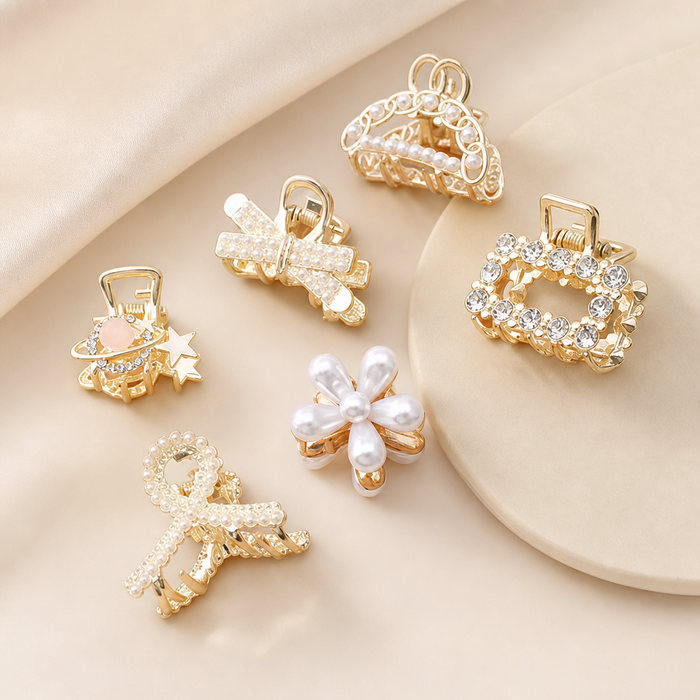Rhinestone Pearl Hair Claws – Hauptfarbe/Detail – Vefash