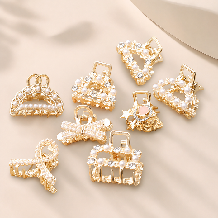 Rhinestone Pearl Hair Claws – Vefash
