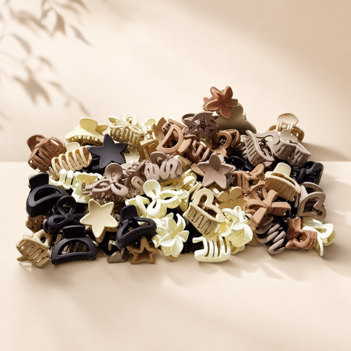 Beige Small Hair Clips – Braun 10 Stück – Vefash