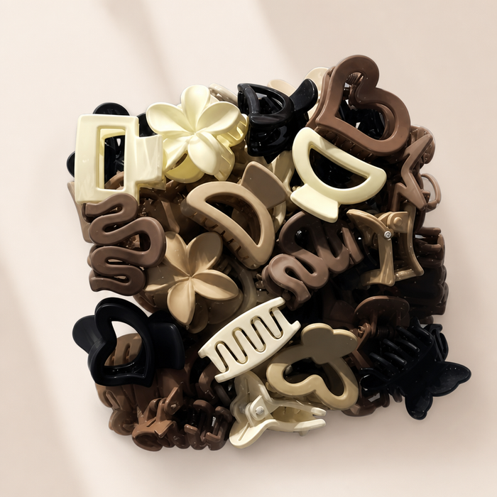 Beige Small Hair Clips – Braun 5 Stück – Vefash