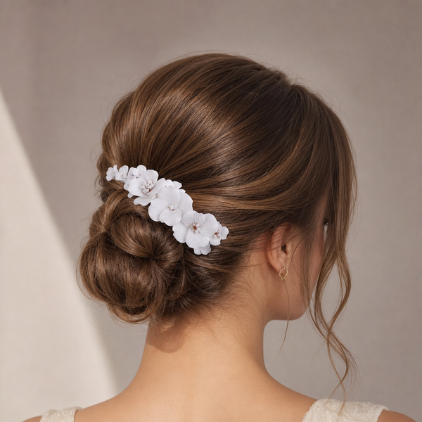 Flower Bridal Hair Comb – Gold – Vefash