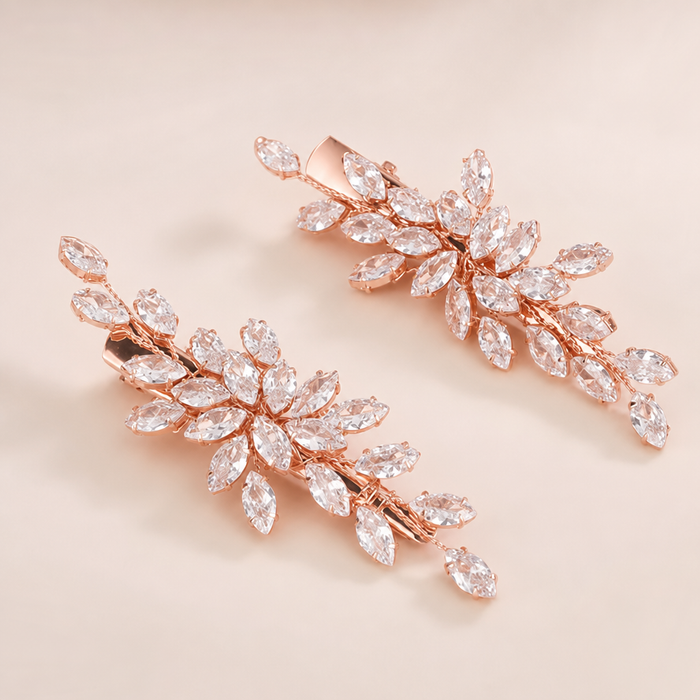 Zircon Bridal Hair Pins – rose gold – Vefash