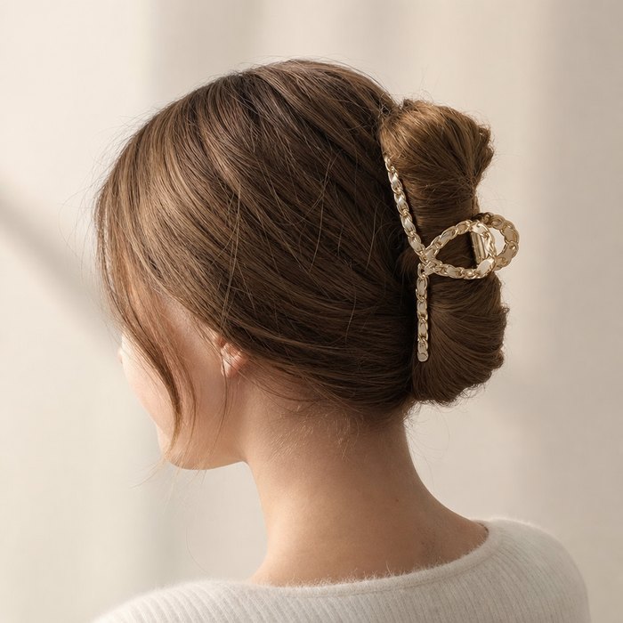Metal Chain Hair Clip – Beige – Vefash