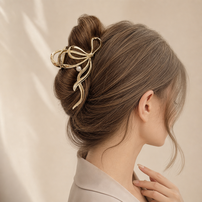 Hollow Metal Hair Claw – Gold – Vefash