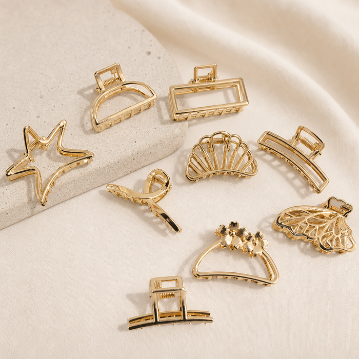 💛 Golden Heart Hair Clip – Minimalist Hair Claw Clip with Strong Hold ✨