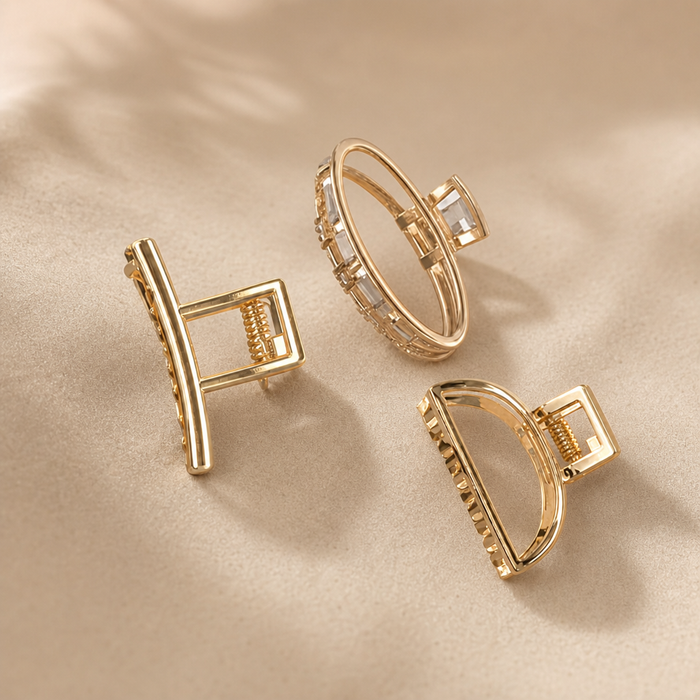 💛 Golden Heart Hair Clip – Minimalist Hair Claw Clip with Strong Hold ✨