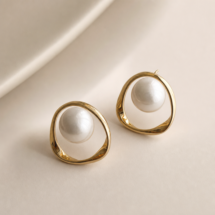 Lune Pearl Stud Earrings