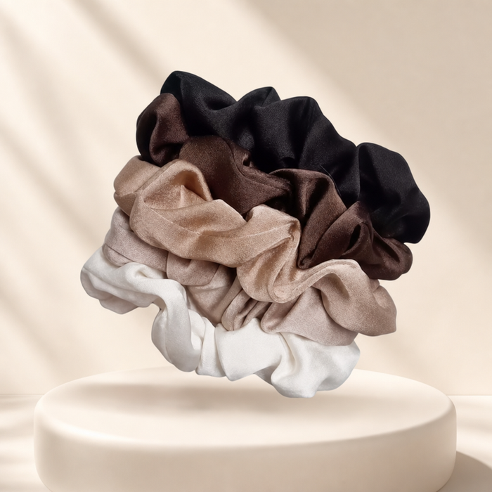 Plissee Scrunchies – Elegantes Satin-Set