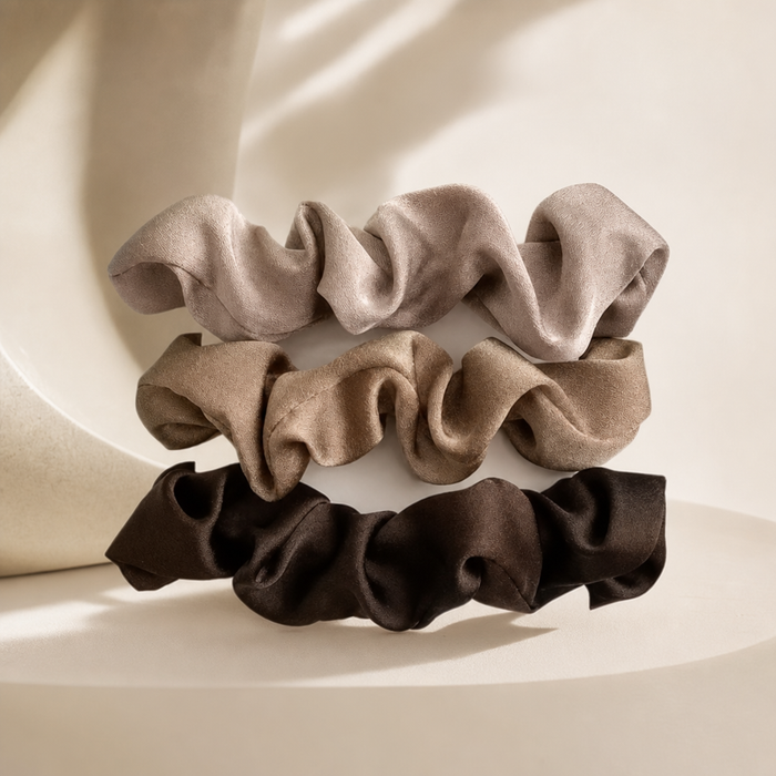Plissee Scrunchies – Elegantes Satin-Set