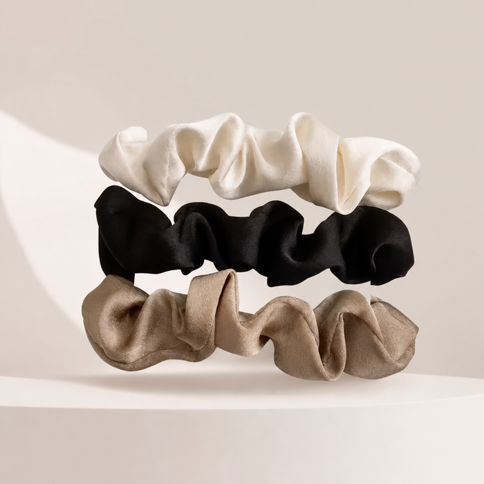 Plissee Scrunchies – Elegantes Satin-Set