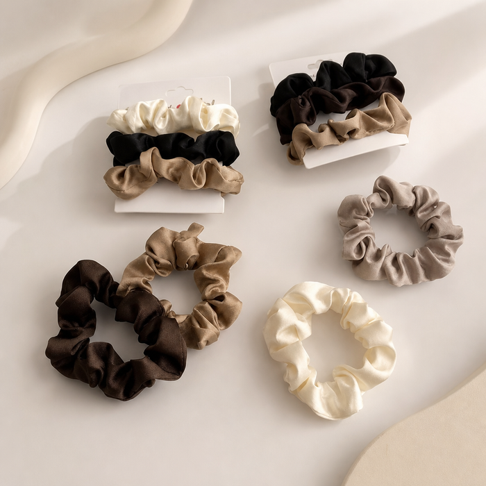 Plissee Scrunchies – Elegantes Satin-Set