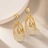 French Style Light Luxury Elegant Gold Color Water Drop Pearl Dangle Earrings Fashion Women Metal Geometry Jewelry Gifts