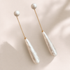 French Style Light Luxury Elegant Gold Color Water Drop Pearl Dangle Earrings Fashion Women Metal Geometry Jewelry Gifts