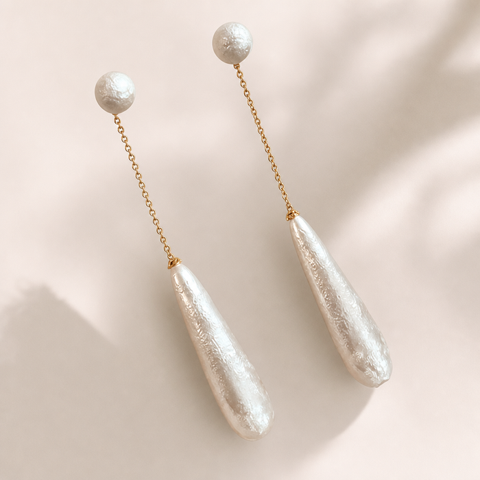French Style Light Luxury Elegant Gold Color Water Drop Pearl Dangle Earrings Fashion Women Metal Geometry Jewelry Gifts