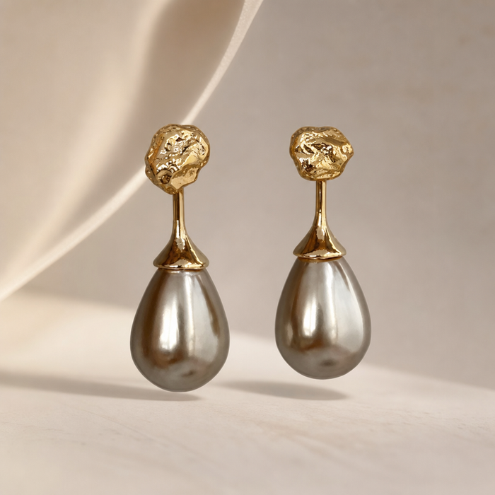 French Style Light Luxury Elegant Gold Color Water Drop Pearl Dangle Earrings Fashion Women Metal Geometry Jewelry Gifts