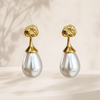 French Style Light Luxury Elegant Gold Color Water Drop Pearl Dangle Earrings Fashion Women Metal Geometry Jewelry Gifts